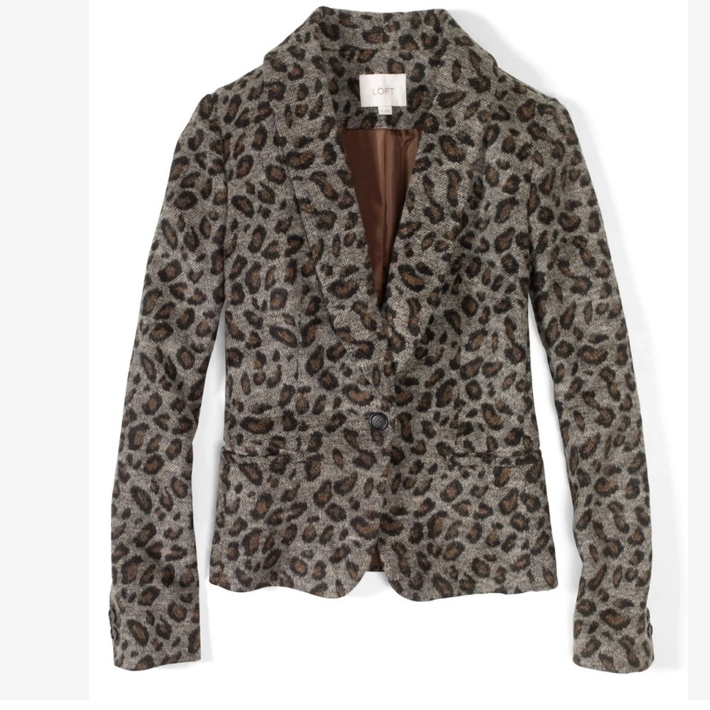 𝅺WOMANS Single Button Leopard Blazer XSP